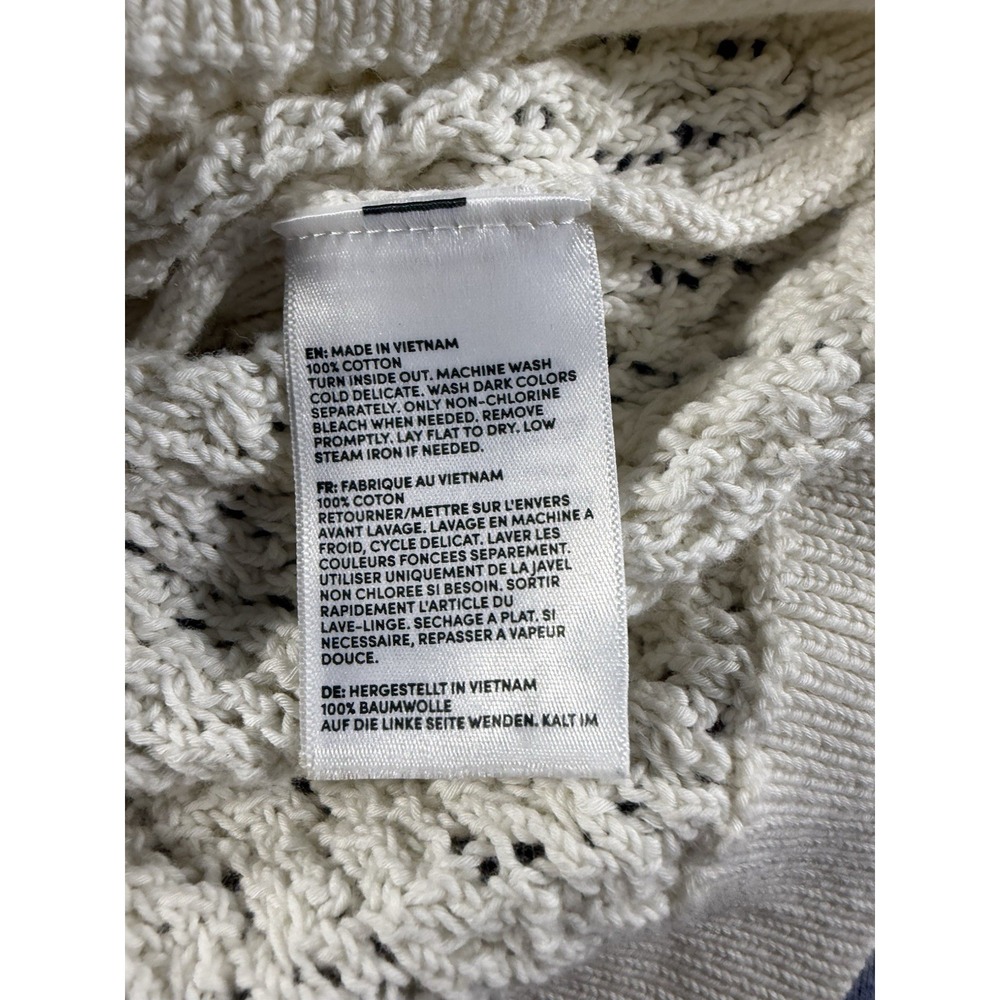 Lands' End Women's S Ivory 100% Cotton Open Knit Puff Sleeve Sweater Top - Picture 7 of 9
